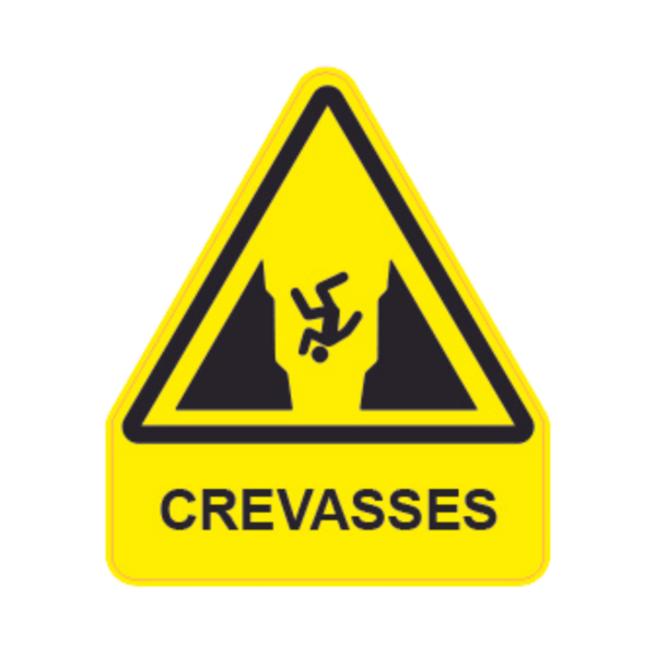 Panneau Triangle DIBOND Danger Texte "Crevasses" TRI-DIB153-TX